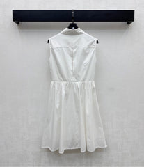 MIU 25S PLEATED VEST DRESS WITH LAPEL COLLAR 264505