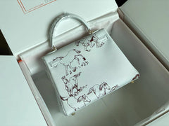 BIRKIN 25 BAG IN WHITE CALFSKIN WITH COLORFUL STICKER 228763