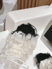 SHORT BOOTS IN WHITE LAMB FUR AND LAMBSKIN 962186