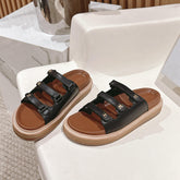TRIOMPHE SANDALS IN BLACK CALFSKIN