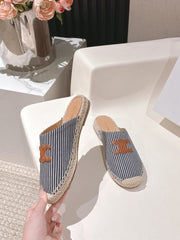CELINE 25S LES ESPADRILLES MULE IN BLUE STRIPES CANVAS