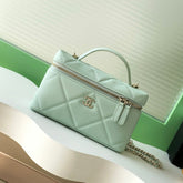 CHANEL 25S VANITY BAG 19.5 CM IN MINT GREEN LAMBSKIN