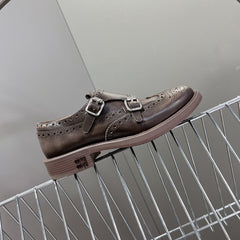 THICK-SOLED OXFORD SHOES BROWN CALFSKIN