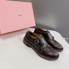 THICK-SOLED OXFORD SHOES BROWN CALFSKIN