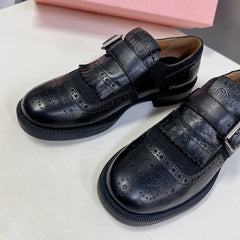 UNIQUE THICK-SOLED OXFORD SHOES BLACK CALFSKIN
