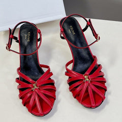 RIOMPHE SANDAL IN LAMBSKIN CHERRY RED