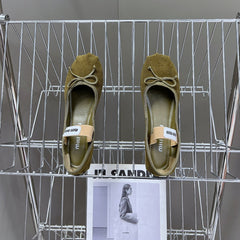 BALLET FLAT SHOES DARK OLIVE COLOR SHEEPSKIN
