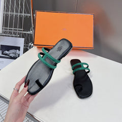 Georgia Sandals Teal Suede Black Calfskin