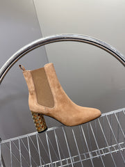 ICON HEELED ANKLE BOOT CIDER BROWN SUEDE 8 CM