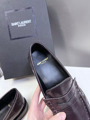 YSL 25S SAINT LAURENT LOAFERS IN DUSTY PLUM CALFSKIN