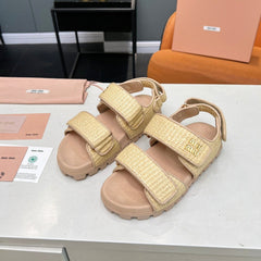 SANDALS CHAMPAGNE SHEEPSKIN WITH 2 HORIZONTAL STRAPS
