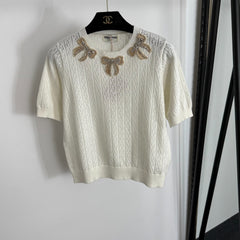 MIUMIU SHORT-SLEEVE KNIT TOP STYLE 397
