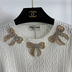 MIUMIU SHORT-SLEEVE KNIT TOP STYLE 397
