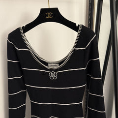 CHANEL 25S STRIPED KNIT SWEATER DRESS 335