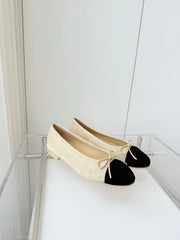 BALLET FLAT IN LIGHT YELLOW MIX BLACK SUEDE