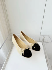 BALLET FLAT IN LIGHT YELLOW MIX BLACK SUEDE