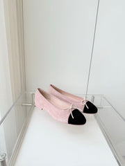 BALLET FLAT IN BABY PINK MIX BLACK SUEDE