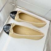 BALLET FLAT IN FLAX YELLOW MIX BLACK CALFSKIN