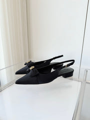 SLINGBACKS 18 MM IN BLACK CALFSKIN MIX CANVAS