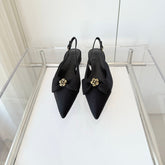 SLINGBACKS 18 MM IN BLACK CALFSKIN MIX CANVAS