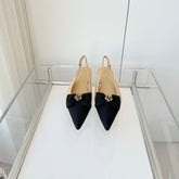 SLINGBACKS 18 MM IN BEIGE CALFSKIN MIX BLACK CANVAS