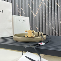 CL TRIOMPHE 25 MM BELT IN OLIVE GREEN CALFSKIN GOLD HARDWARE