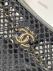 CHANEL 25S CLUTCH WITH CHAIN 20 CM IN BLACK LAMBSKIN WITH GOLD HARDWARE