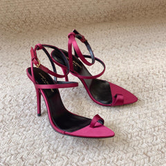 HIGH FLIP FLOPS SANDAL WITH STRAP IN HOT PINK SILK