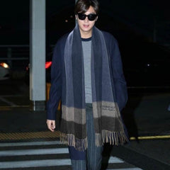 SCARF 180 CM IN DARK GRAY MIX NAVY BLUE CASHMERE 410320