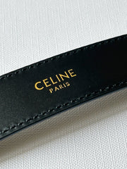 TRIOMPHE BELT 24MM IN BLACK CALFSKIN WITH LEATHER BUCKLE GOLD HARDWARE