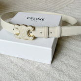 TRIOMPHE BELT 24MM IN WHITE CALFSKIN WITH LEATHER BUCKLE