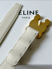 TRIOMPHE BELT 24MM IN WHITE CALFSKIN WITH LEATHER BUCKLE