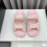 dad sandals pink white mules