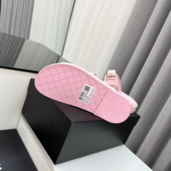 dad sandals pink white mules