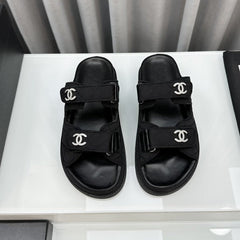 dad sandals black textile mules