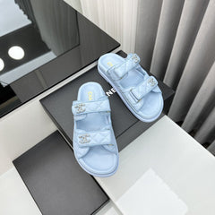 dad sandals cloud blue lambskin mules