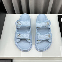 dad sandals cloud blue lambskin mules