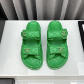 dad sandals greean lambskin mules