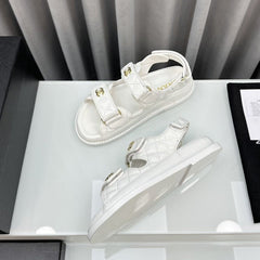 dad sandals white pantet lambskin