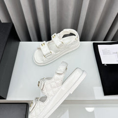 dad sandals white pantet lambskin
