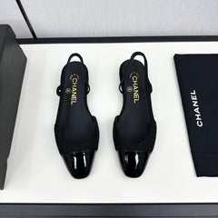 SLINGBACK BLACK TWEED AND CALFSKIN