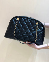 BOWLING BAG 44 IN BLACK SOFT LAMBSKIN GOLD HARDWARE