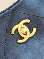 LARGE MAXI SHOPPING BAG 59 IN BLACK CALFSKIN GOLD-TONE METAL