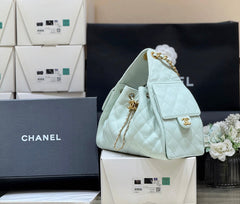 CHANEL 25S HANDBAG IN PALE CYAN 30 CALFSKIN GOLD HARDWARE