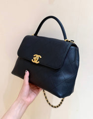 CHANEL 25S MEDIUM FLAP BAG 28 IN BLACK CALFSKIN GOLD HARDWARE