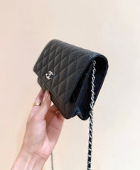 CHANEL 25S MINI FLAP BAG 19 IN BLACK CALFSKIN GOLD HARDWARE