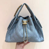 CHANEL 25S HANDBAG IN LIGHT BLUE 30 GRAINED CALFSKIN GOLD HARDWARE