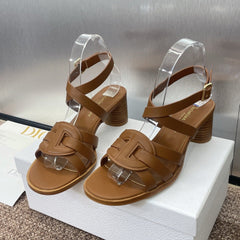 D-CLUB HIGH HEEL SLIDE 25S 55MM IN BROWN CALFSKIN