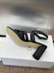 D-CLUB HIGH HEEL SLIDE 25S 80MM IN BLACK CALFSKIN