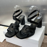 D-CLUB HIGH HEEL SLIDE 25S 80MM IN BLACK CALFSKIN